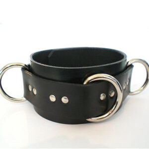 Leather Bondage Collar With 3-D Rings