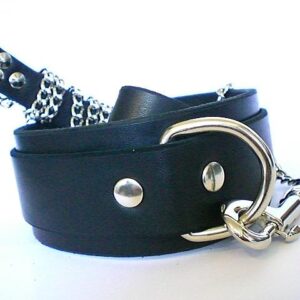 Leather Collar With Submissive Leash