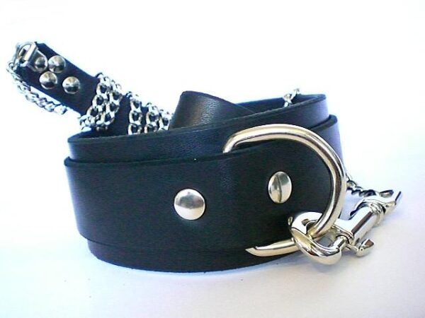 Leather Collar With Submissive Leash