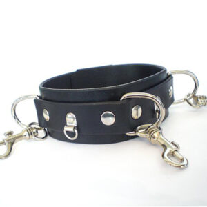 Leather Collar having 3-D Rings and 3- Clips