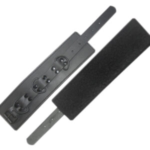 Black Leather Fleece Lined Bondage Cuffs