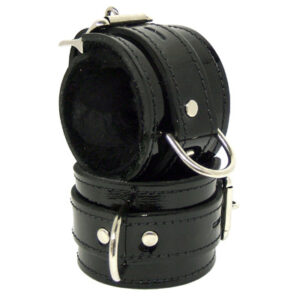 Black Patent Leather Bondage Cuffs