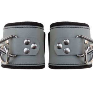 Neoprene Padded Gray Leather Cuffs