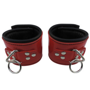 Neoprene Padded Red Leather Cuffs