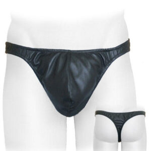 Plain Black Leather Thong