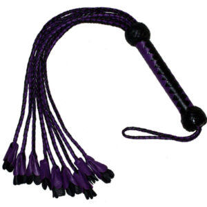 Black and Purple Leather Flower Tipped Flogger